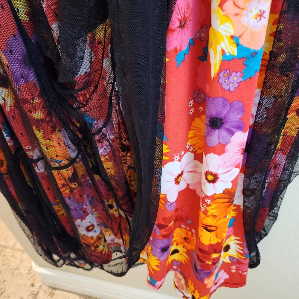 Torrid 4X Sleeveless Tiered Floral Smocked Dress Boho Tropical Dress - Picture 11 of 14